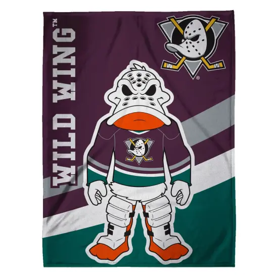 Sleep Squad Anaheim Ducks Wild Wing Mascot Throwback 60&rdquo; x 80&rdquo; Raschel Plush Hockey Blanket {2}