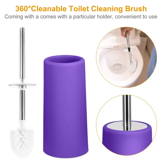 Eggracks 6 Pcs Bathroom Accessories Set including Soap Dispenser | Toothbrush Holder | Tumbler | Soap Dish | Toilet Cleaning Brush and Trash Can Purple {5}