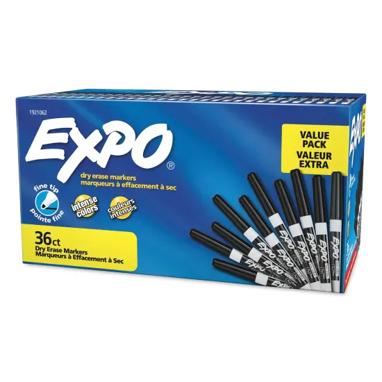 Expo Dry Erase Low Odor Markers - Fine Tip, Black, Set of 36 {1}