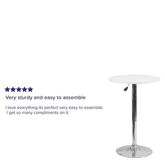 Emma and Oliver 23.75'' Round Adjustable Height Wood Table (Adjustable Range 26.25'' - 35.75'') White {4}