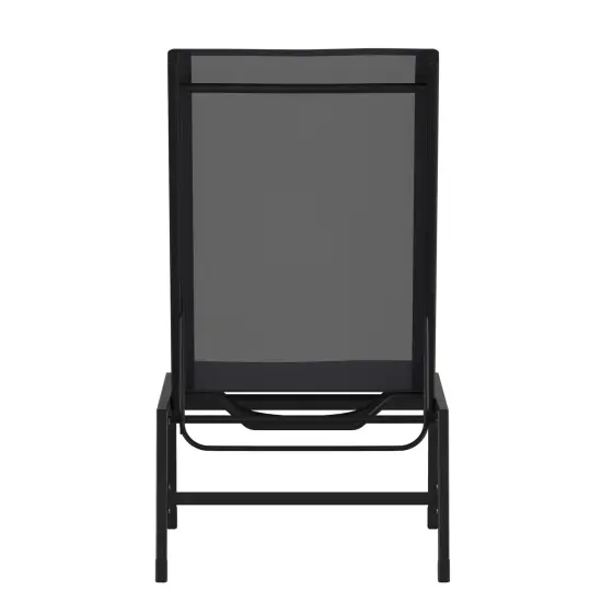 Emma and Oliver Braelin Textilene Adjustable 5 Position Patio Chaise Lounge and Metal Frame Black/Brown {9}