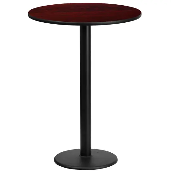 Emma and Oliver 24" Round Laminate Table Top with 18" Round Bar Height Table Base Natural {4}