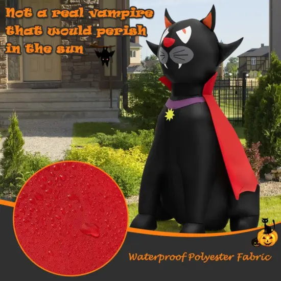 4.7 Feet Halloween Inflatable Vampire Cat with Red Cloak {6}