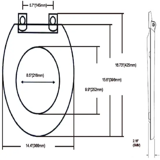 J&V Textiles Soft Round Toilet Seat With Easy Clean & Change Hinge, Padded Black {3}
