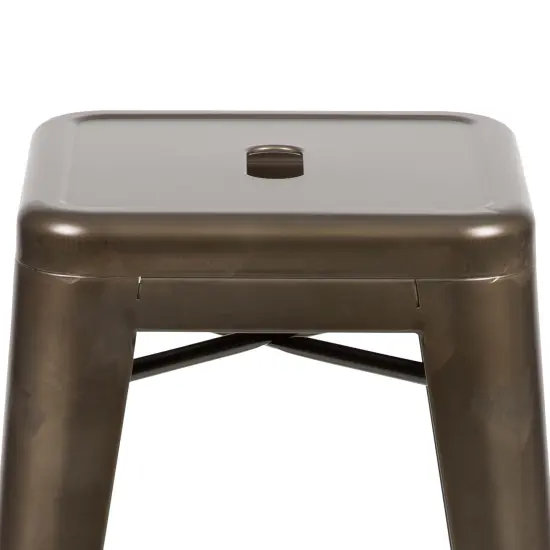 Emma and Oliver 4 Pack 24" High Metal Indoor Counter Bar Stool - Stackable Stool Gun Metal {2}