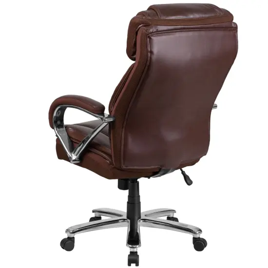 Emma and Oliver 500 lb. Big & Tall LeatherSoft Executive Ergonomic Office Chair with Wide Seat Brown {4}