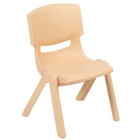 Emma and Oliver 2 Pack Plastic Stackable School Chair with 10.5"H Seat, Preschool Chair Natural {6}