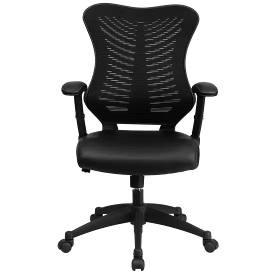 Emma and Oliver High Back Designer Mesh Executive Ergonomic Office Chair w/ Adjustable Arms BlackLeaSoft/Mesh {3}