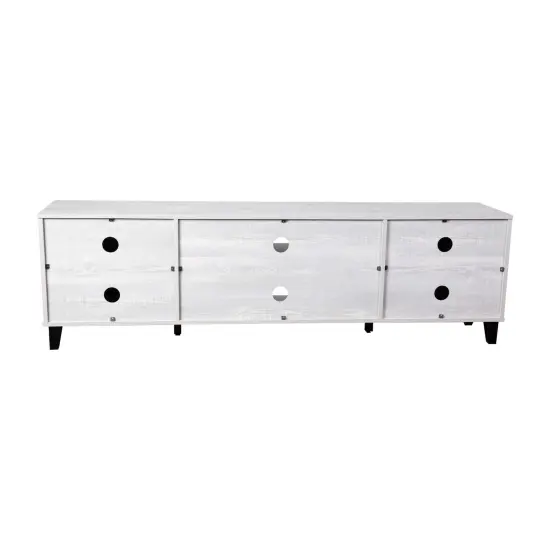 Merrick Lane Walter Mid-Century Modern TV Stand with Adjustable Open Shelves and Two Doors Gray {4}