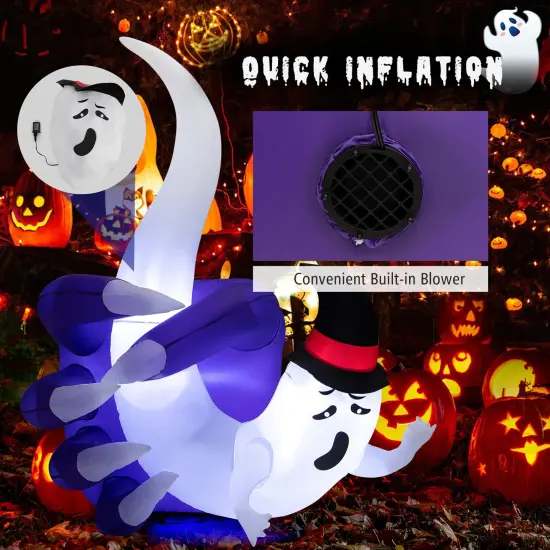 6 Feet Halloween Inflatable Hand Hold the Ghost with Built-in LED and Air Blower {4}