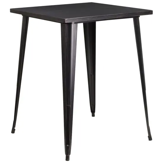 Merrick Lane Rothko Patio Dining Table with Metal Frame and Square Top Black {6}