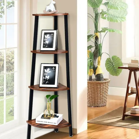 4-Tier Multipurpose Corner Shelf Bookcase {2}