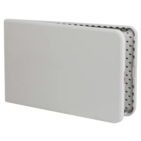 Emma and Oliver 30"W x 96"L Bi-Fold Plastic Event/Training Folding Table Set with 10 Folding Chairs Black {5}