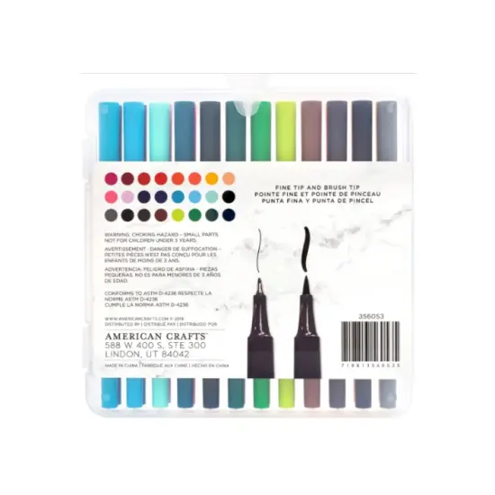 American Crafts 356053 AMC Art Supply Basics Collection Pens Dual Tip 24pc {4}