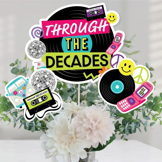 Big Dot of Happiness Through the Decades - 50s, 60s, 70s, 80s, and 90s Party Centerpiece Sticks - Table Toppers - Set of 15 {1}