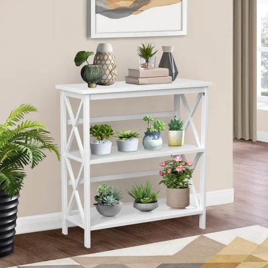 3-Tier Multi-Functional Storage Shelf Units Wooden Open Bookcase and Bookshelf White {6}