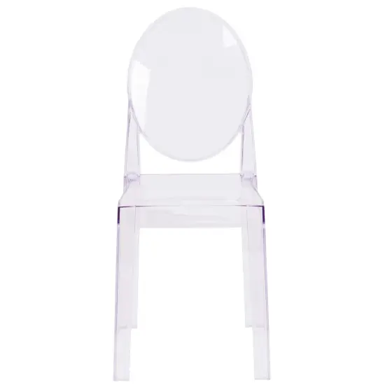 Emma and Oliver 4 Pack Ghost Chair with Oval Back Transparent Crystal {2}