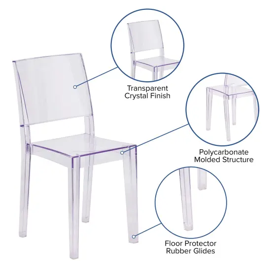 Emma and Oliver 4 Pack Transparent Stacking Side Chair Clear {2}