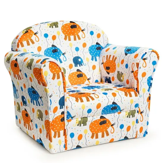 Kids Armrest Upholstered Sofa Chair with Cute Patterns with Wide Backrest {3}