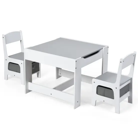 Kids Table Chairs Set With Storage Boxes Blackboard Whiteboard Drawing {1}