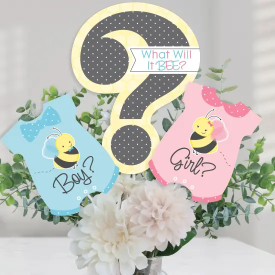 Big Dot of Happiness What Will It Bee - Gender Reveal Centerpiece Sticks - Table Toppers - Set of 15 {1}