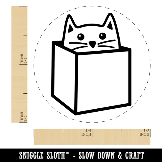 Cat in Box Self-Inking Rubber Stamp for Stamping Crafting Planners Orange {1}