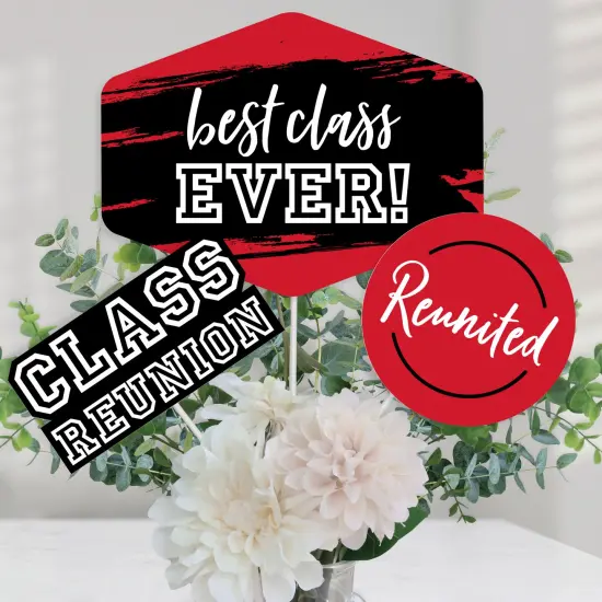 Big Dot of Happiness Reunited Red - School Class Reunion Party Centerpiece Sticks - Table Toppers - Set of 15 {1}