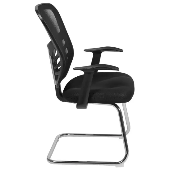 Emma and Oliver Mesh Side Reception Chair with Chrome Sled Base Black {5}