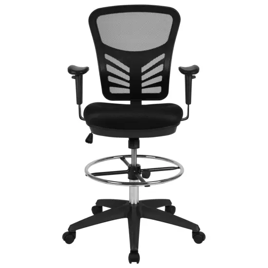Emma and Oliver Mid-Back Mesh Adjustable Ergonomic Drafting Chair, Task Chair LightGrayMesh/Black {8}