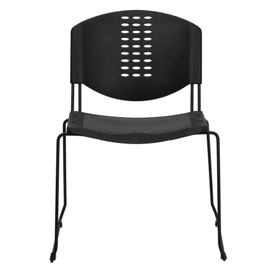Emma and Oliver 400 lb. Capacity Plastic Stack Chair with Black Frame {3}