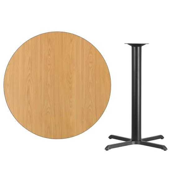 Emma and Oliver 42" Round Laminate Table Top with 33"x33" Bar Height Table Base Natural {3}