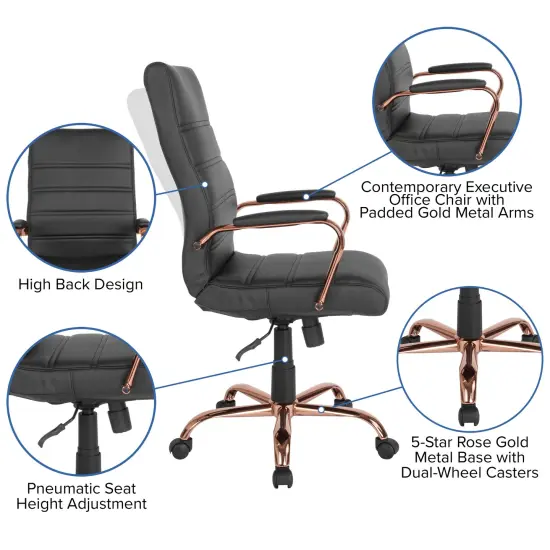 Merrick Lane Milano Contemporary High-Back Home Office Chair with Padded Arms {2}