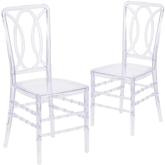 Emma and Oliver 2 PkTransparent Design Stacking Chair with Designer Back - Event Chair - UV Resistant Crystal Ice {1}