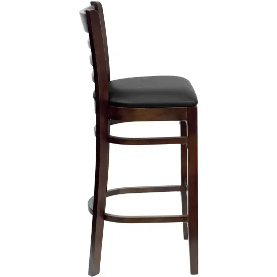 Emma and Oliver Bar Stools |&nbsp;Set of 2 Wood Bar Stools with Back BlackVYL/Mahogany {9}