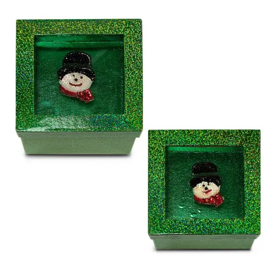 Hologram Gift Box Set with Decorative Snowman Sequin Applique/Patch {1}