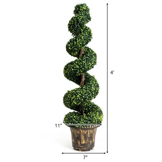 4 Feet Artificial Boxwood Spiral Green Leaves Tree {3}