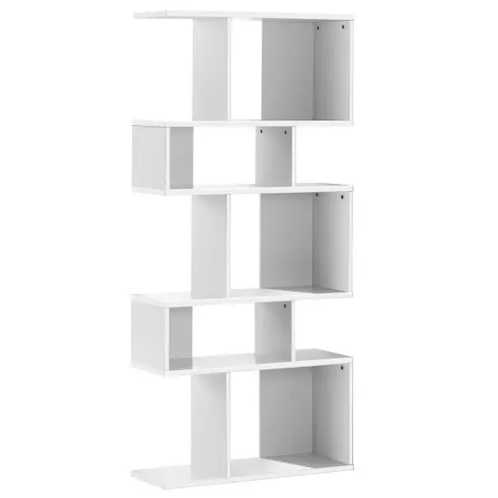 5 Cubes Ladder Shelf Corner Bookshelf Display Rack Bookcase White {1}