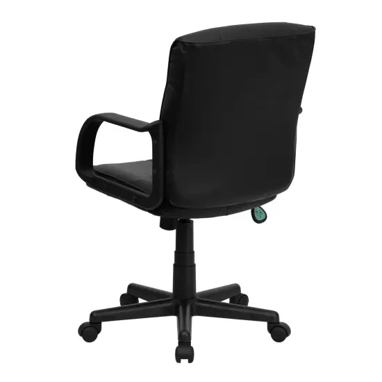 Emma and Oliver Mid-Back Leather Swivel Task Office Chair with Arms Black {4}