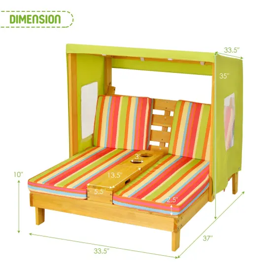 Kids Patio Lounge Chair with Cup Holders and Awning {4}
