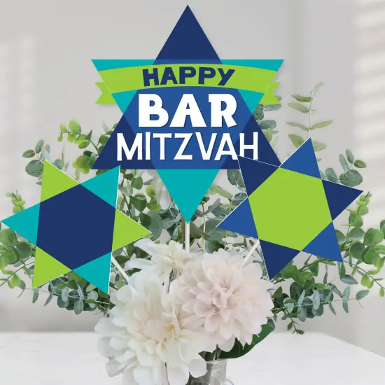 Big Dot of Happiness Blue Bar Mitzvah - Boy Party Centerpiece Sticks - Table Toppers - Set of 15 {1}