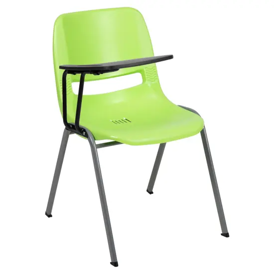 Emma and Oliver Ergonomic Shell Chair with Right Handed Flip-Up Tablet - Tablet Arm Desk Green {2}