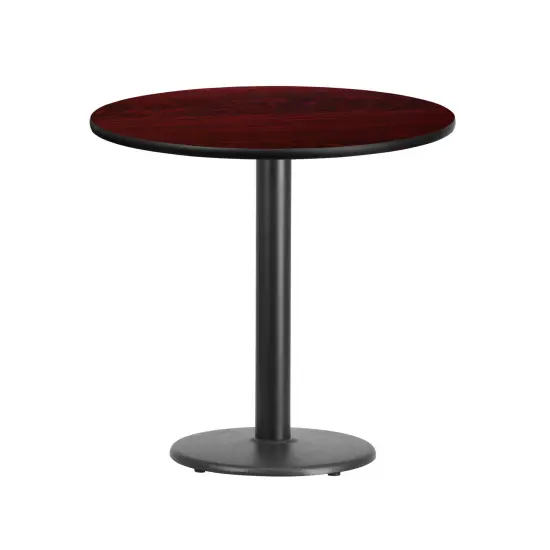 Emma and Oliver 30" Round Laminate Table Top with 18" Round Table Height Base Mahogany {1}