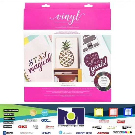 20Sh 12"x12" Holographic Glitter Vinyl Assorted Colors for Craft Projects 350186 by American Crafts {1}