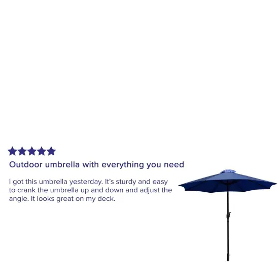 Merrick Lane Bali Patio Umbrella with Base - 9' Polyester Patio Umbrella - 30+ UV Protection - Waterproof Cement Base with 1.5" Diameter Aluminum Pole Navy {3}