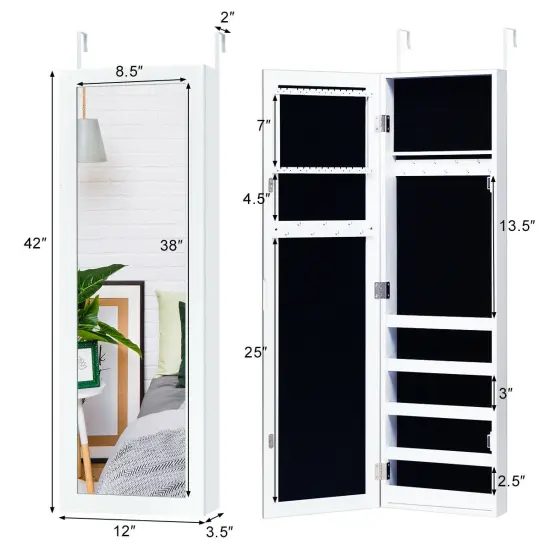 Door and Wall Mounted Armoire Jewelry Cabinet with Full-Length Mirror {4}