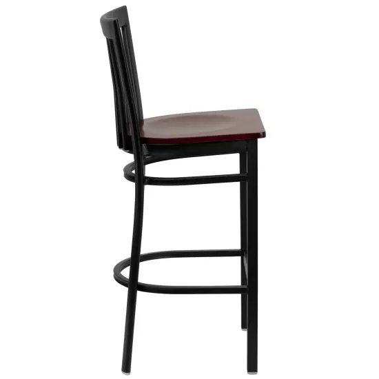 Emma and Oliver 2 Pack School House Back Metal Restaurant Barstool Mahogany/BlackMetal {4}