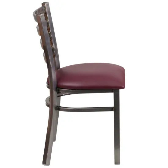 Emma and Oliver Clear Coated Ladder Back Metal Restaurant Dining Chair BurgVYL/ClearCoated {4}
