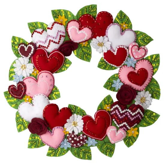 Bucilla Felt Wreath Applique Kit 16.5" Round-Love In The Air {1}