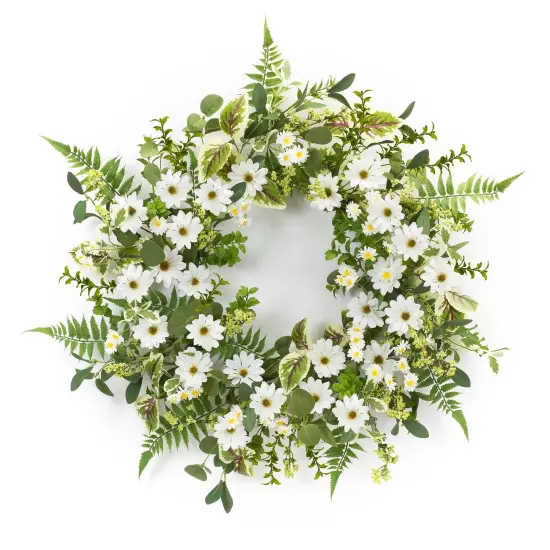 Mixed Foliage and Daisy Wreath {1}