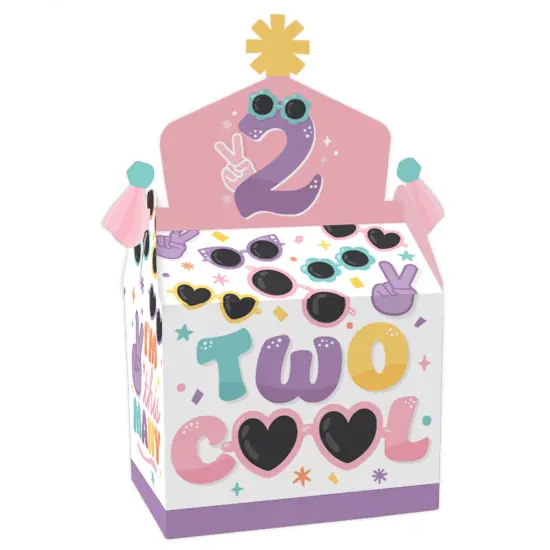 Big Dot of Happiness Two Cool - Girl - Treat Box Party Favors - Pastel 2nd Birthday Party Goodie Gable Boxes - Set of 12 {1}
